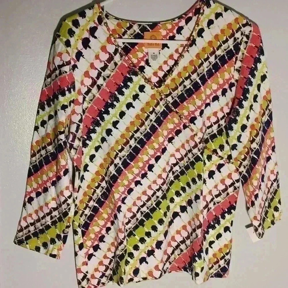 "RUBY RD."‎ Ladies Colorful bead adorned top. - Picture 1 of 6